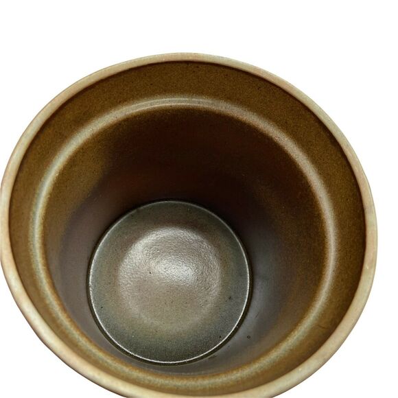 Pottery Craft Canister With Lid Brown Black Gold Cylindrical Shape Vintage Retro - Picture 7 of 12